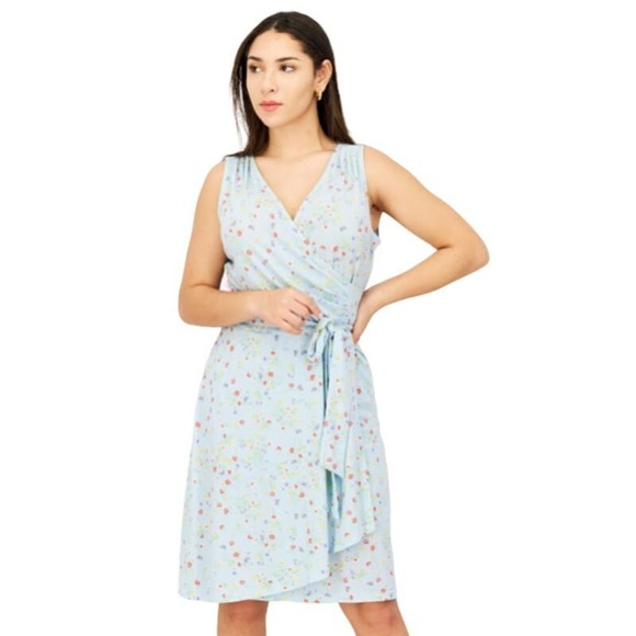 Stitch Fix 41 Hawthorn NWT Kaylee Blue Floral Surplice Dress Size Small - Picture 10 of 11
